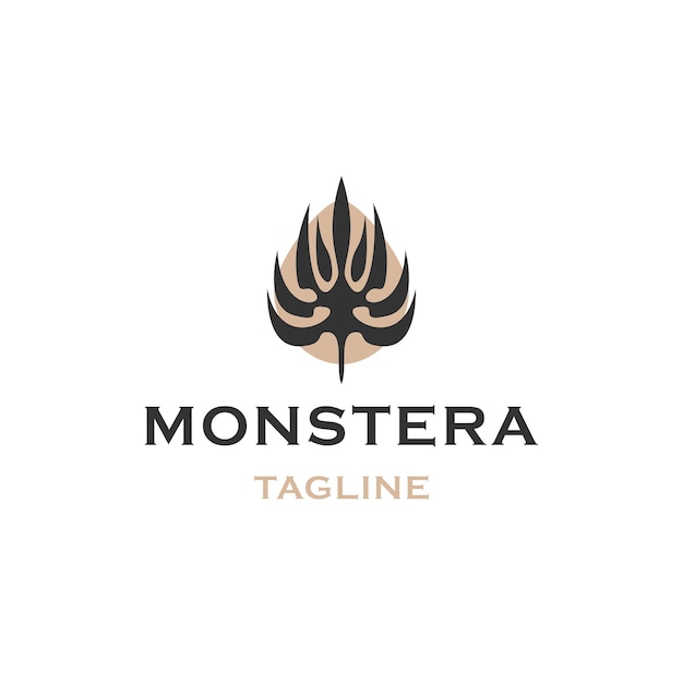 Monstera leaf logo design template flat vector