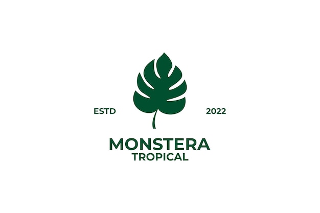 Monstera leaf logo design vector illustration