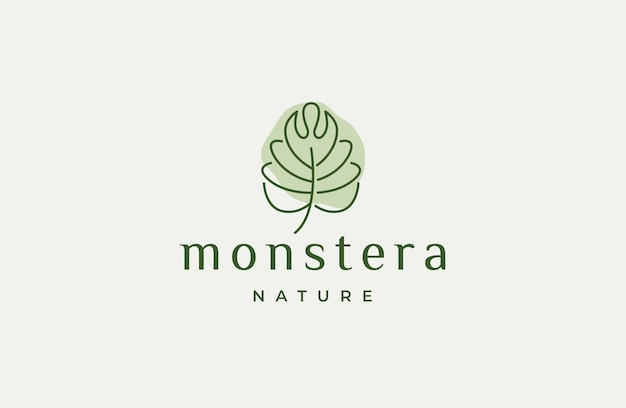 Monstera leaf nature logo icon design template flat vector illustration