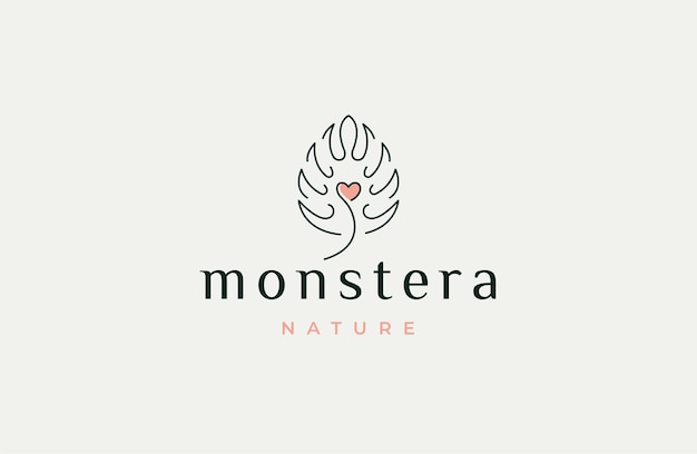 Monstera leaf nature logo icon design template flat vector illustration