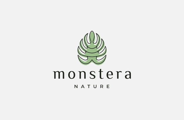 Monstera leaf nature logo icon design template flat vector illustration