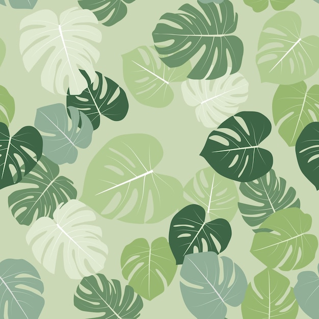 Monstera leaves seamless pattern