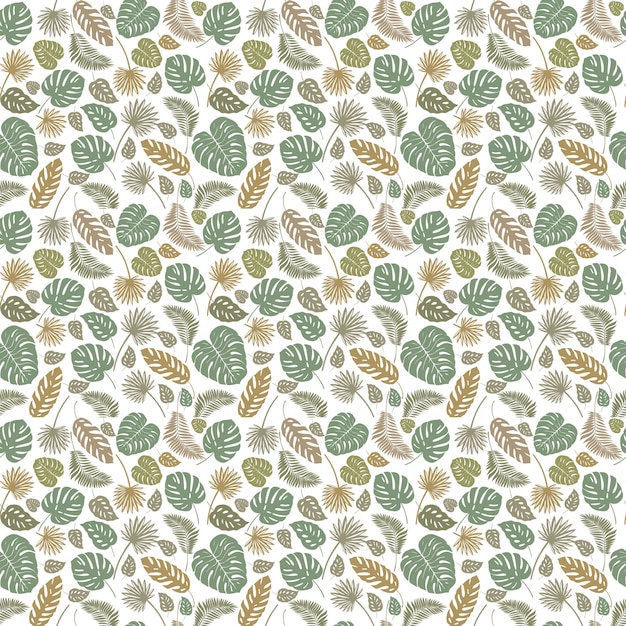 Monstera Palm Leaves Seamless Tropical Pattern