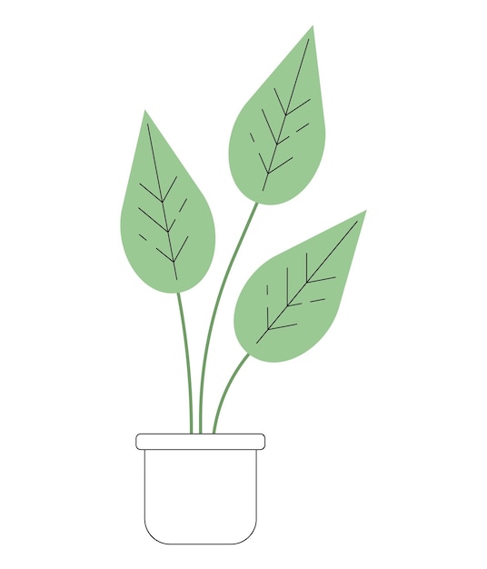 Monstera plant in pot monochrome flat vector object Big exotic plant leaves with venes Editable black and white thin line icon Simple cartoon clip art spot illustration for web graphic design