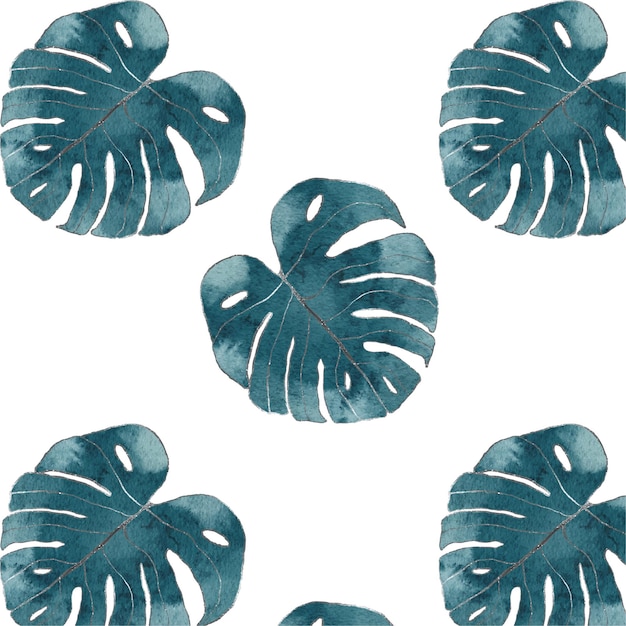 Monstera watercolor vector seamless pattern