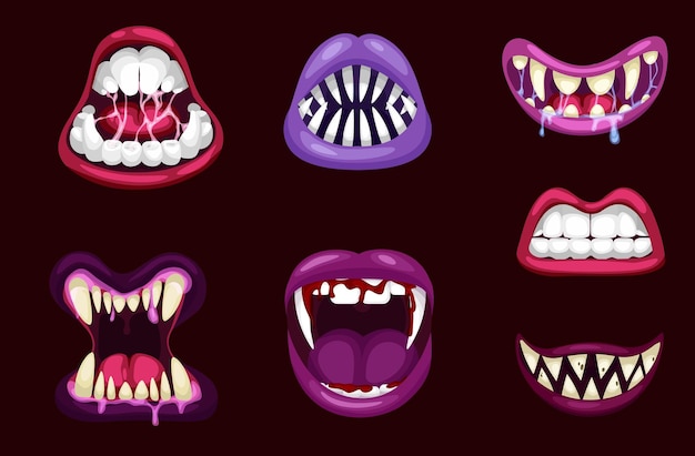 Monsters mouths halloween scary monster teeth and tongue in mouth scary lips teeth and tongue monste