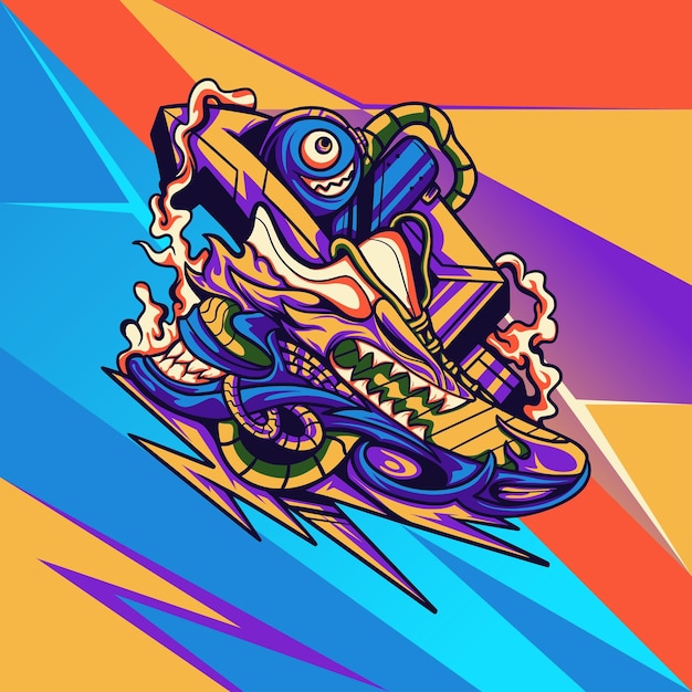 Monsters Sneakers Illustration