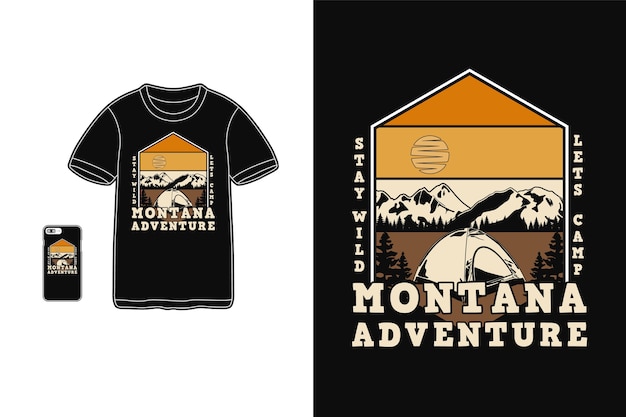 Montana adventure design for t shirt silhouette retro style