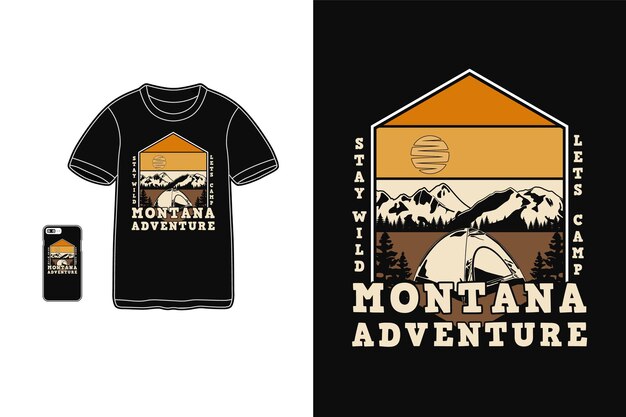 Montana adventure t shirt design silhouette retro style