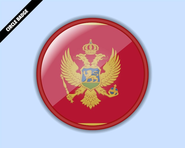 Vector montenegro flag circle badge vector design rounded sign with reflection