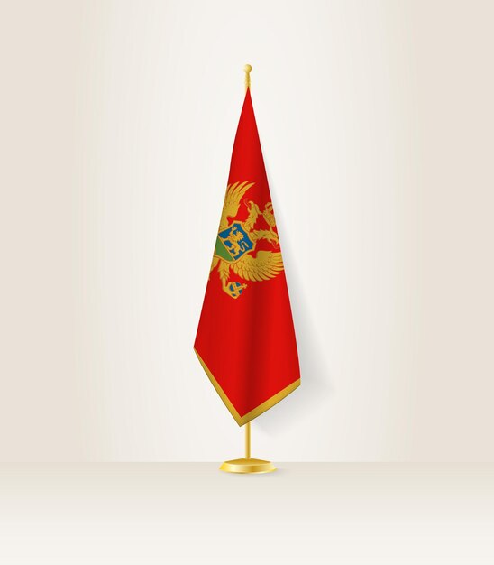 Montenegro flag on a flag stand