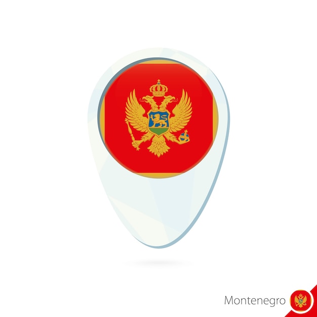 Montenegro flag location map pin icon on white background