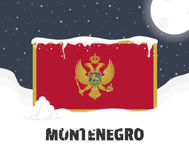 Montenegro snowy weather concept cold weather and snowfall weather forecast winter banner idea