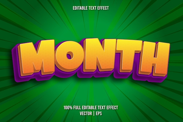 Month editable text effect comic style