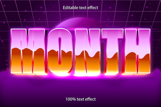 Month editable text effect retro with modern style