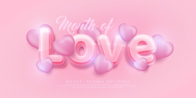 Month of love text effect editable three dimension text style