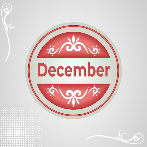 Month Name Design, December, in Retro Look In Round Shape