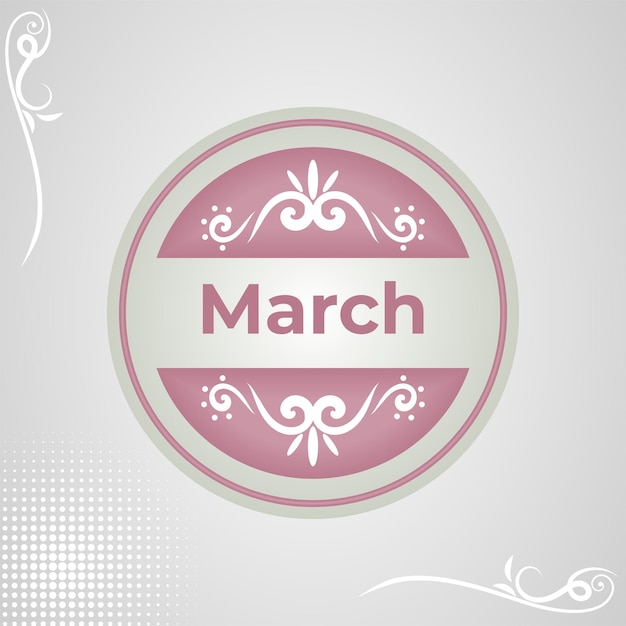 Month Name Design March in Retro Look