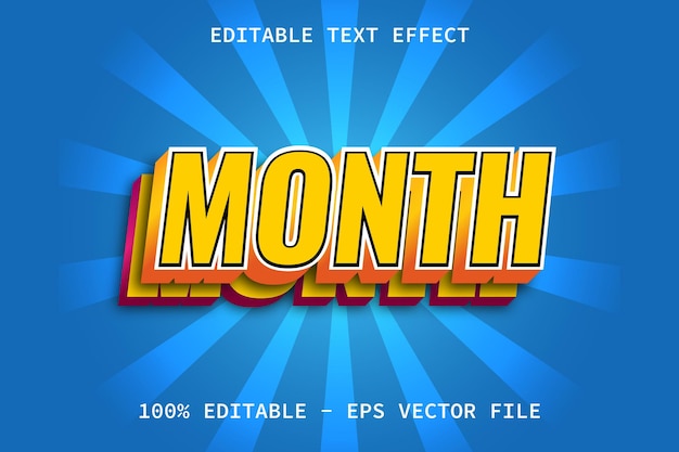 Month With Modern Layered Style Editable Text Effect