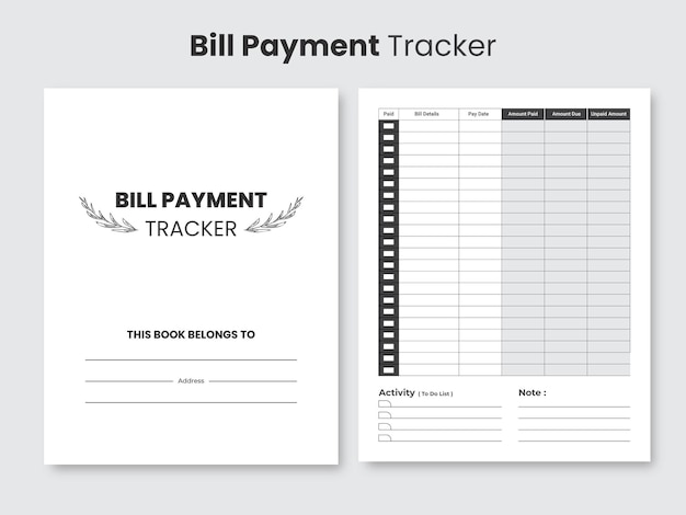 Monthly Bill Payment Tracker Organizer journal KDP interior design