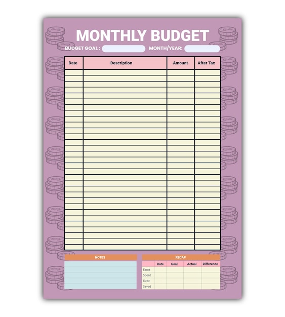 Monthly  Budget planner template