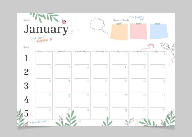 Monthly bullet journal planner