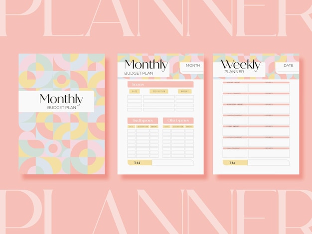 Monthly planner calendar template.