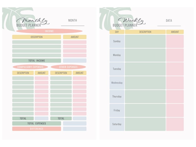 Monthly and weekly budget plannerpxjpg