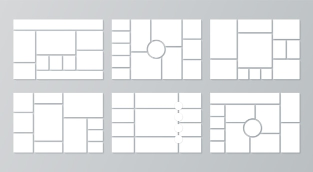 Moodboard grid. Collage templates. Mood board background. Photomontage pictures layout.