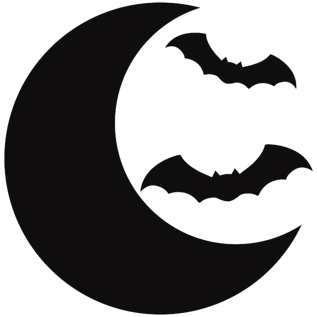 Moon and bats icon isolated white background