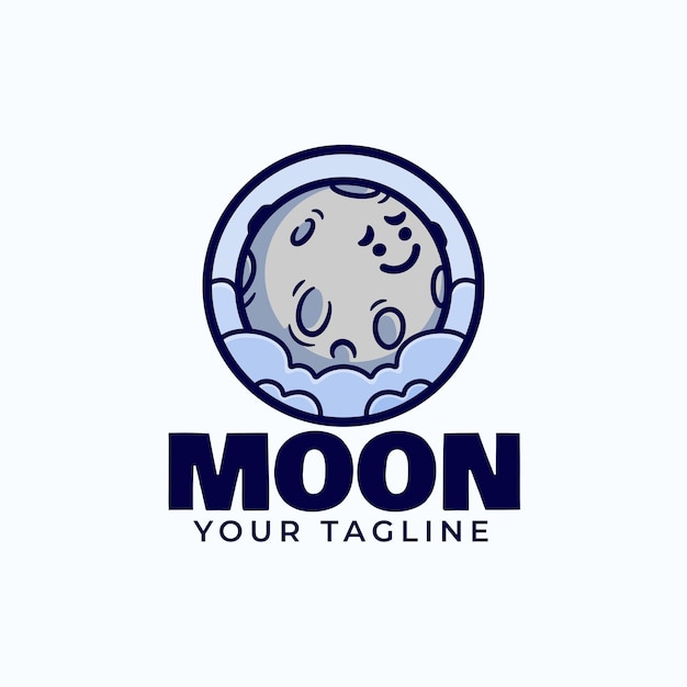 Moon cartoon mascot character logo design