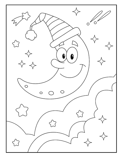 Moon coloring pages for kids