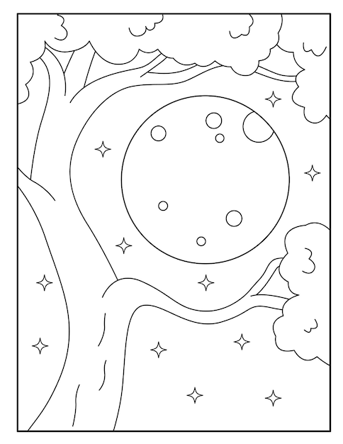 Moon coloring pages for kids