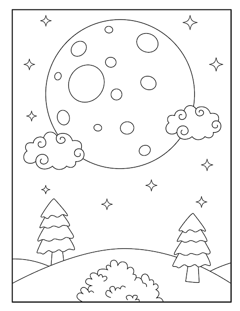 Moon coloring pages for kids