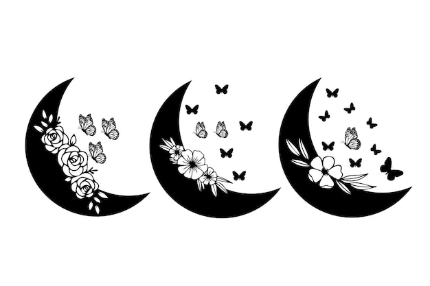 Moon floral silhouette design