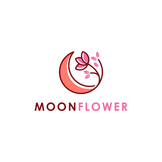 Moon flower logo design nature icon