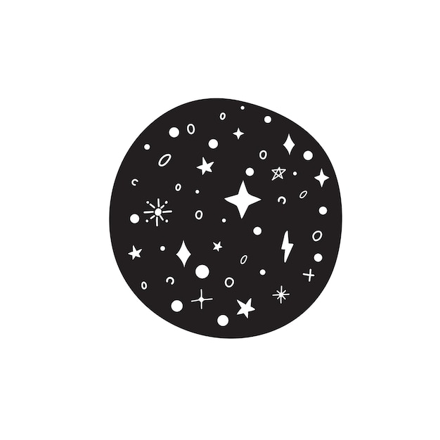 Moon hand drawn on white background cute abstract hand drawn moon with stars