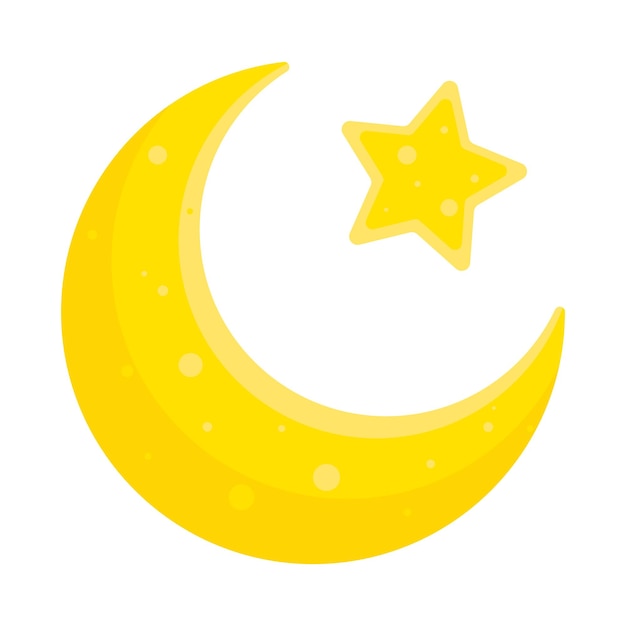 Moon icon flat element with star Vector illustration of flat moon icon on clean background for your mobile web app logo design