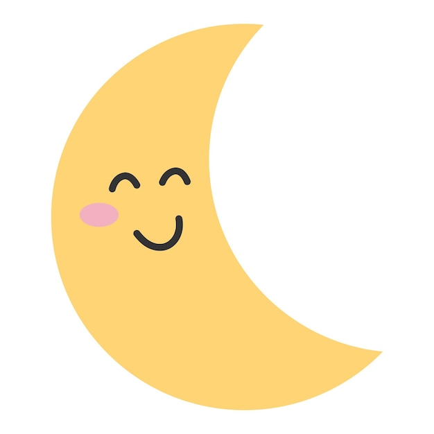 Moon icon Sweet smiling moon Vector illustration