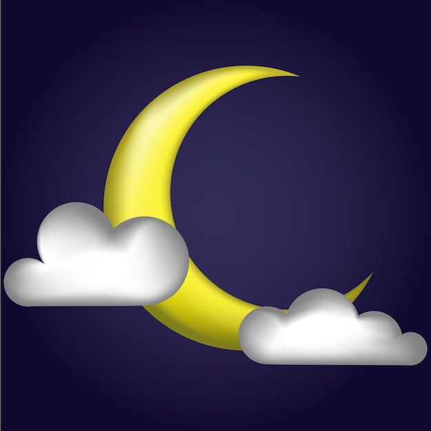 Moon icon with clouds