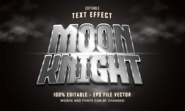 Moon knight superhero gaming style editable text effect Premium Vector