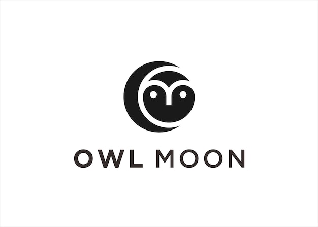 moon owl logo design vector illustration