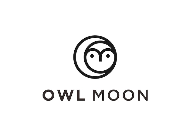 moon owl logo design vector illustration