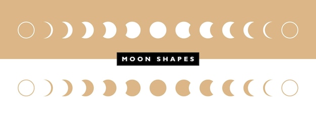 Moon phases astronomy icon set Night moon phases and space astronomy Concept cycle from new moon to full moon Vector illustration