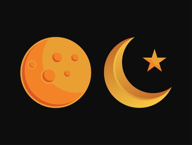 Moon set vector icon symbol vector isolated