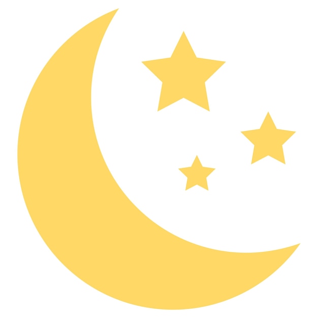 Moon and stars flat vector icon isolated on white background