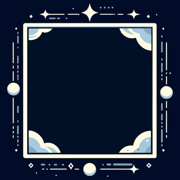 Vector moon stars frame vector border