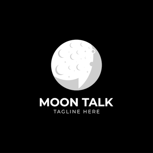 Moon talk logo with bubble chat and triple dots to symbolize discussion conversation and communication