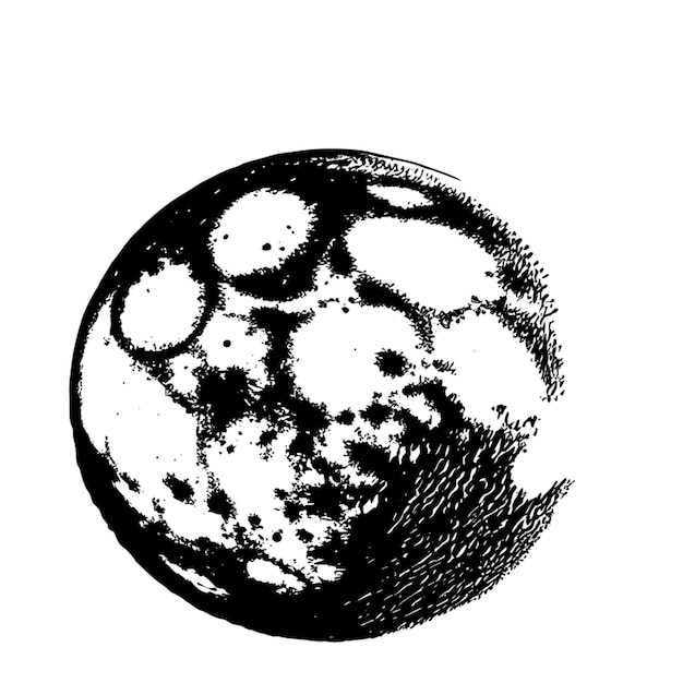 moon vector illustration engraving