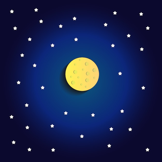 Moon with star blue dark background